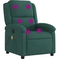 Syfax Sillón reclinable de masaje de terciopelo verde oscuro