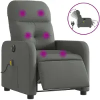Syfax Sillón reclinable de masaje eléctrico tela gris oscuro