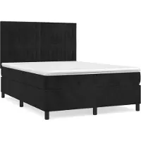 Syfax Cama box spring con colchón terciopelo negro 140x200 cm