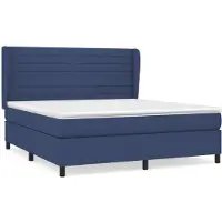 Syfax Cama box spring con colchón tela azul 160x200 cm