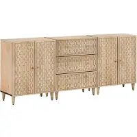 Syfax Aparador 3 piezas madera maciza de mango 60x33x75 cm
