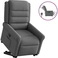 Syfax Sillón eléctrico reclinable elevable de tela gris oscuro