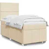 Prolenta Maison Exclusive: Base de cama con somier y colchón, color crema, 80x200 cm, tapizado en tela