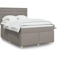 Prolenta Maison Exclusive: Base de cama con somier y colchón, color taupe, 140x200 cm, tapizado en tela
