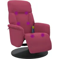 Syfax Sillón reclinable masaje con reposapiés terciopelo rojo tinto