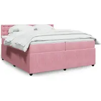 Prolenta Maison Exclusive: Base de cama con somier y colchón, color rosa, 200x200 cm, tapizada en terciopelo
