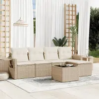 Prolenta Maison Exclusive: Juego de jardín de 6 piezas con sofá y cojines, color beige, fabricado en ratán sintético