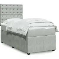 Prolenta Maison Exclusive: Base de cama con somier y colchón, color gris claro, 90x200 cm, tapizada en terciopelo