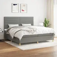 Prolenta Maison Exclusive: Base de cama con somier y colchón, color gris oscuro, 200x200 cm, tejido