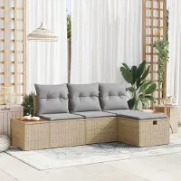 Prolenta Maison Exclusive - Juego de sofá de jardín de 4 piezas. Ratán sintético color beige