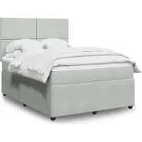 Prolenta Maison Exclusive: Base de cama con somier y colchón, color gris claro, 160x200 cm, tapizada en terciopelo