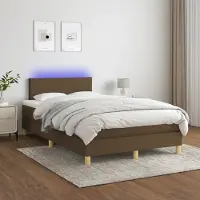 Prolenta Maison Exclusive: Base de cama con somier, colchón y luces LED, color marrón oscuro, 120x200 cm, material: textil
