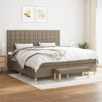Prolenta Maison Exclusive: Base de cama con somier y colchón color taupe, 200x200 cm, de tejido