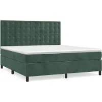 Syfax Cama box spring con colchón terciopelo verde oscuro 180x200 cm