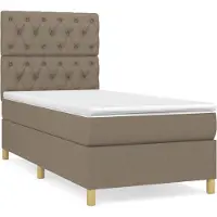 Syfax Cama box spring con colchón tela gris taupe 80x200 cm