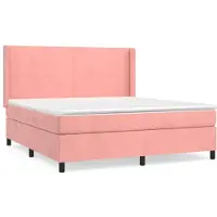 Syfax Cama box spring con colchón terciopelo rosa 160x200 cm