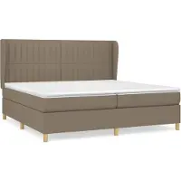 Syfax Cama box spring con colchón tela gris taupe 200x200 cm