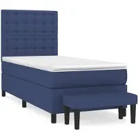 Syfax Cama box spring con colchón tela azul 90x200 cm