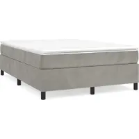Syfax Cama box spring con colchón terciopelo gris claro 140x200 cm