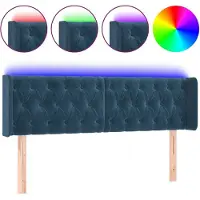 Syfax Cabecero con LED de terciopelo azul oscuro 163x16x78/88 cm