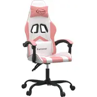 Syfax Silla gaming giratoria cuero sintético blanco y rosa