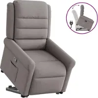 Syfax Sillón reclinable elevable tela gris taupe