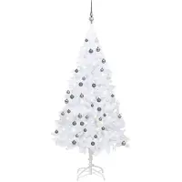 Syfax Árbol de Navidad preiluminado con luces y bolas blanco 150 cm