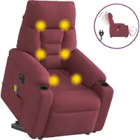 Syfax Sillón de masaje eléctrico reclinable elevable tela rojo tinto
