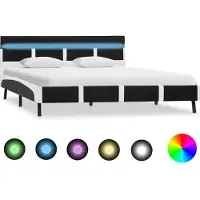 Syfax Estructura de cama con LED sin colchón cuero negro 140x200 cm