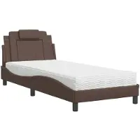 Syfax Cama Viana con colchón cuero sintético marrón 80x200 cm
