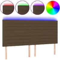 Syfax Cabecero con luces LED tela marrón oscuro 180x5x118/128 cm