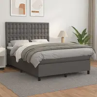 Prolenta Maison Exclusive - Base de cama con somier y colchón, color gris, 140 x 190 cm, tapizada en cuero sintético