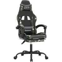 Syfax Silla gaming con reposapiés cuero sintético negro camuflaje