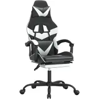 Syfax Silla gaming giratoria reposapiés cuero sintético negro blanco