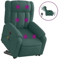 Syfax Sillón masaje eléctrico reclinable elevable tela verde oscuro