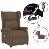 Syfax Sillón orejero reclinable eléctrico tela marrón