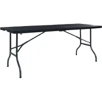 Syfax Mesa de jardín plegable imitación ratán HDPE negro 180x75x72 cm