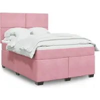 Prolenta Maison Exclusive - Base de cama con somier y colchón, color rosa, 160x200 cm, tapizada en terciopelo