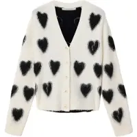 AllSaints Scatter Heart Cardi Chalk White/black Talla: L | Cárdigan Outlet | Mujer | Blanco