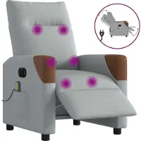Syfax Sillón reclinable de masaje eléctrico tela gris claro