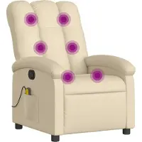 Syfax Sillón reclinable de masaje tapizado en tela color crema