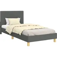 Syfax Cama para niños con cabecero Gris oscuro 90 x 190 cm tela