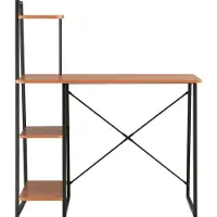 Syfax Escritorio con estantería negro y marrón 102x50x117 cm