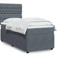 Prolenta Maison Exclusive: Base de cama con somier y colchón, color gris oscuro, 90x200 cm, tapizada en terciopelo