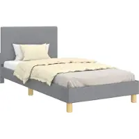 Syfax Cama para niños con cabecero Gris Claro 90 x 200 cm tela