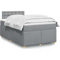 Prolenta Maison Exclusive: Base de cama con somier y colchón, color gris claro, 120x190 cm, tapizado en tela