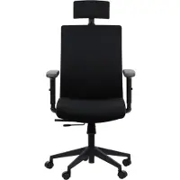 Stema Silla de oficina giratoria ergonómica RIVERTON F/H, reposabrazos ajustables, reposacabezas, asiento deslizante (hacia adelante y hacia atrás), negro