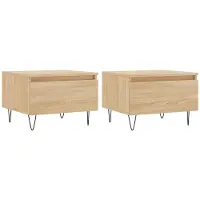 Syfax Mesas de centro 2 uds madera ingeniería roble Sonoma 50x46x35cm