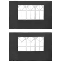 Syfax Pared lateral de carpa de fiesta con ventana 2 uds PE antracita