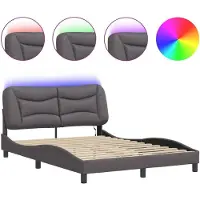 Syfax Estructura de cama con LED sin colchón Hvar gris 120x200 cm